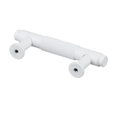 Meubelgreep in wit met diamond cut structuur, hartafstand 64 mm, lengte 98 mm