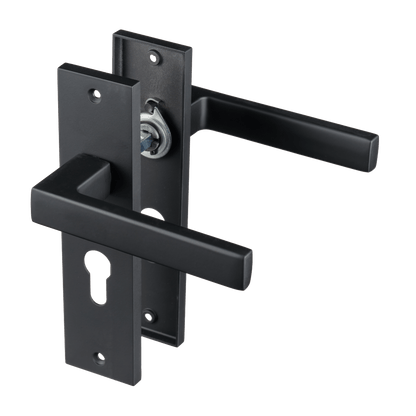 Deurklink Ravello in zwart met cilindergat 55 mm