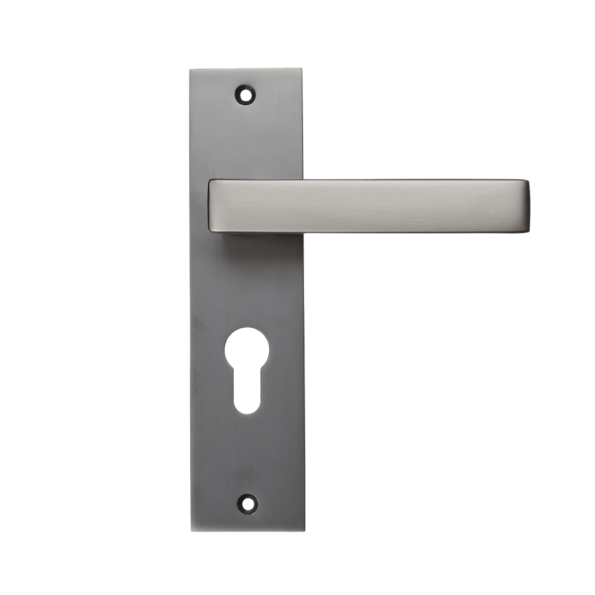 Deurklink Novara in gun metal met cilindergat 55 mm