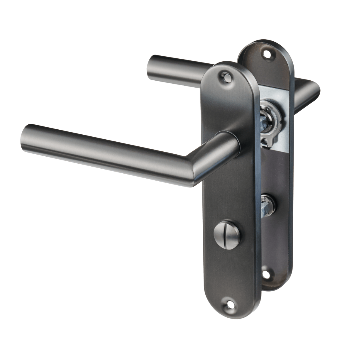 Deurklink Silvano in gun metal met WC-sluiting
