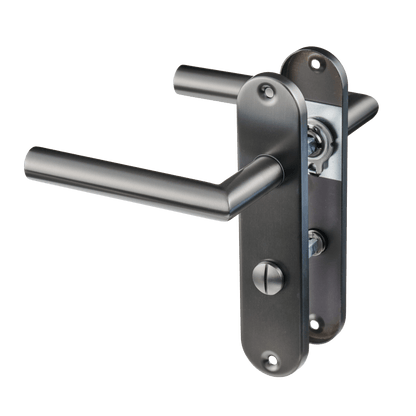 Deurklink Silvano in gun metal met WC-sluiting