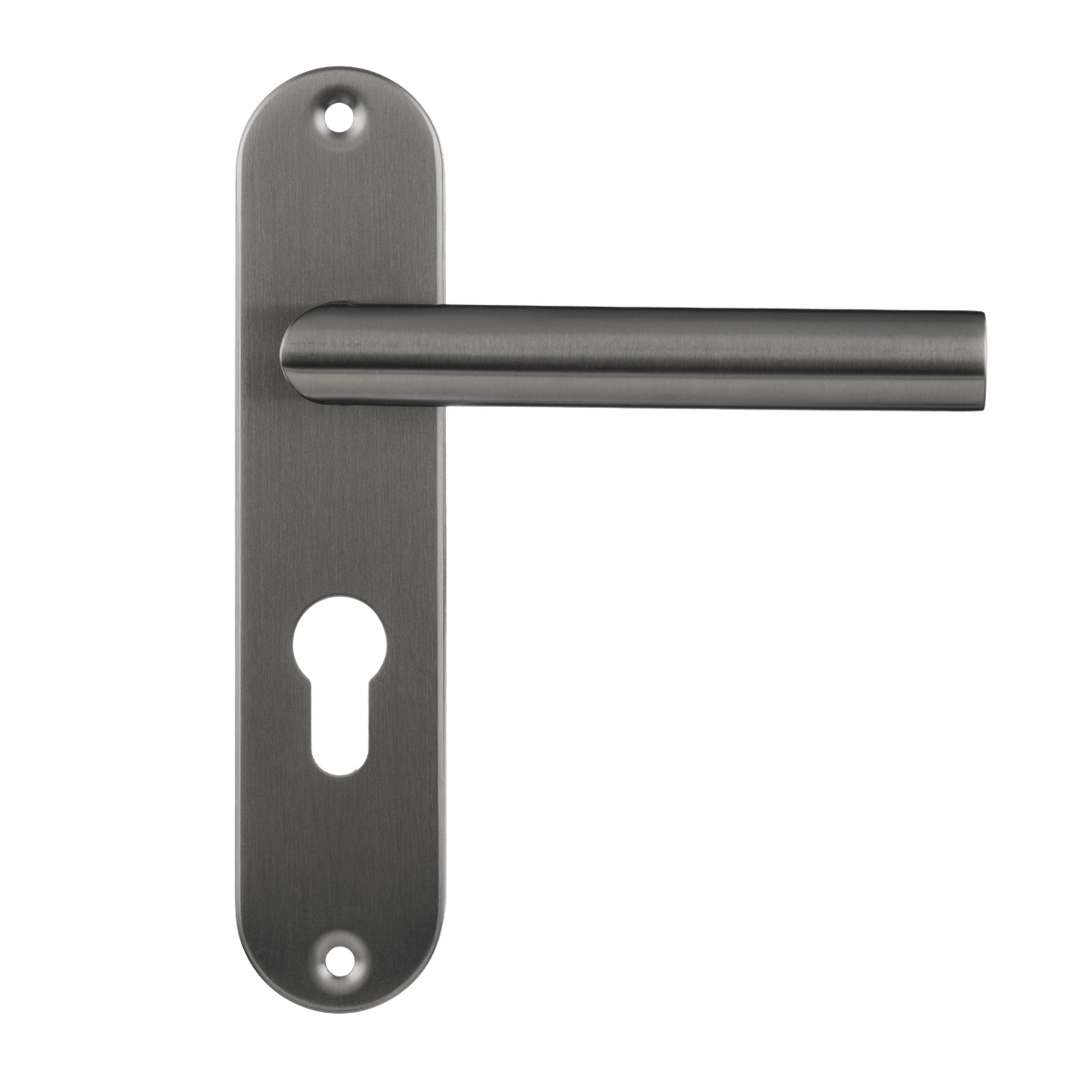 Deurklink Silvano in gun metal met cilindergat