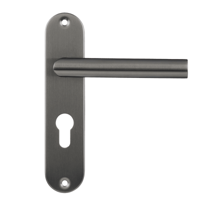 Deurklink Silvano in gun metal met cilindergat