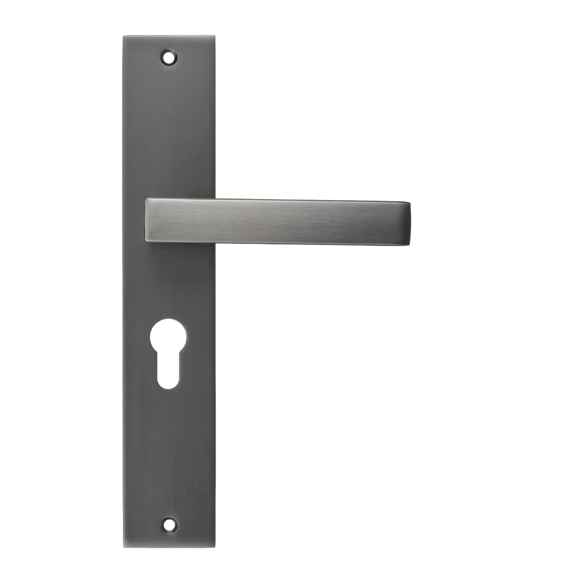 Deurklink Fano in gun metal met cilindergat 55 mm