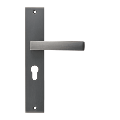Deurklink Fano in gun metal met cilindergat 55 mm