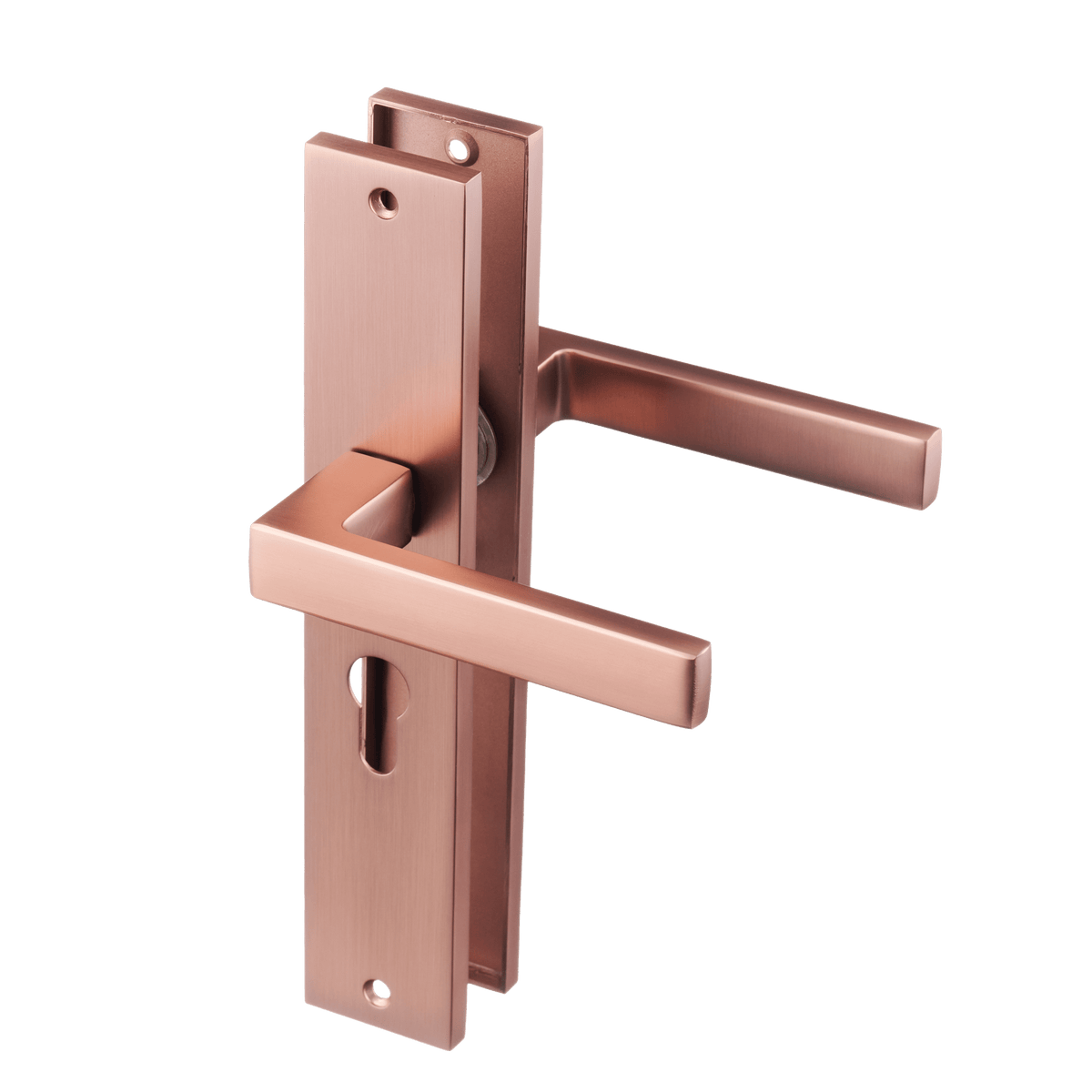 Deurklink Collodi in koper met cilindergat 55 mm