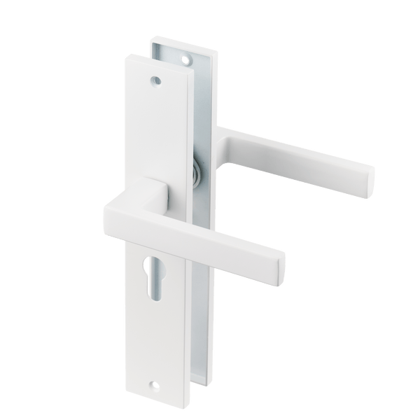 Lorto - Witte Deurklink - Cilindergat - Recht Lang Schild - PC 55mm