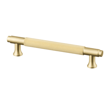 Meubelgreep in goud met diamond cut structuur, hartafstand 128 mm, lengte 164 mm
