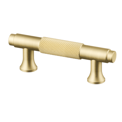 Meubelgreep in goud met diamond cut structuur, hartafstand 64 mm, lengte 98 mm