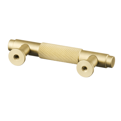 Meubelgreep in goud met diamond cut structuur, hartafstand 64 mm, lengte 98 mm