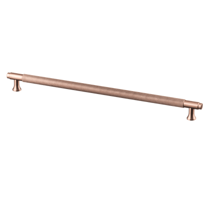 Meubelgreep in koper met diamond cut structuur, hartafstand 320 mm, lengte 352 mm