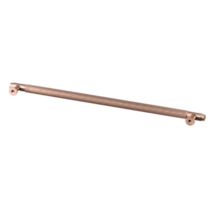 Meubelgreep in koper met diamond cut structuur, hartafstand 320 mm, lengte 352 mm