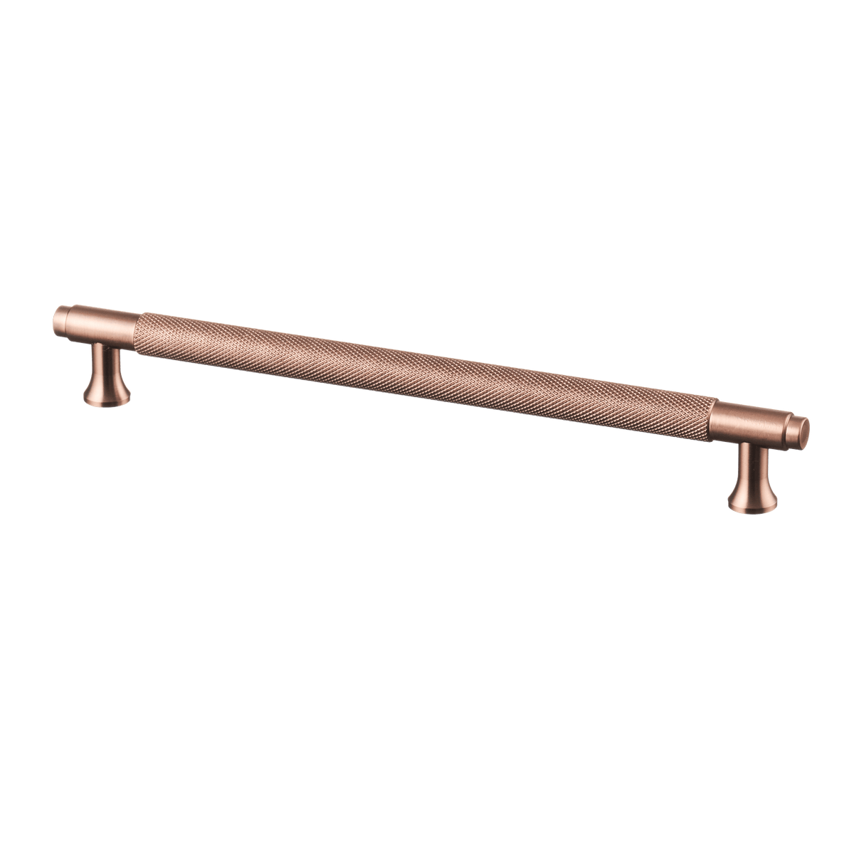 Meubelgreep in koper met diamond cut structuur, hartafstand 224 mm, lengte 256 mm