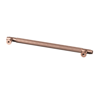 Meubelgreep in koper met diamond cut structuur, hartafstand 224 mm, lengte 256 mm