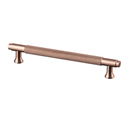 Meubelgreep in koper met diamond cut structuur, hartafstand 160 mm, lengte 194 mm