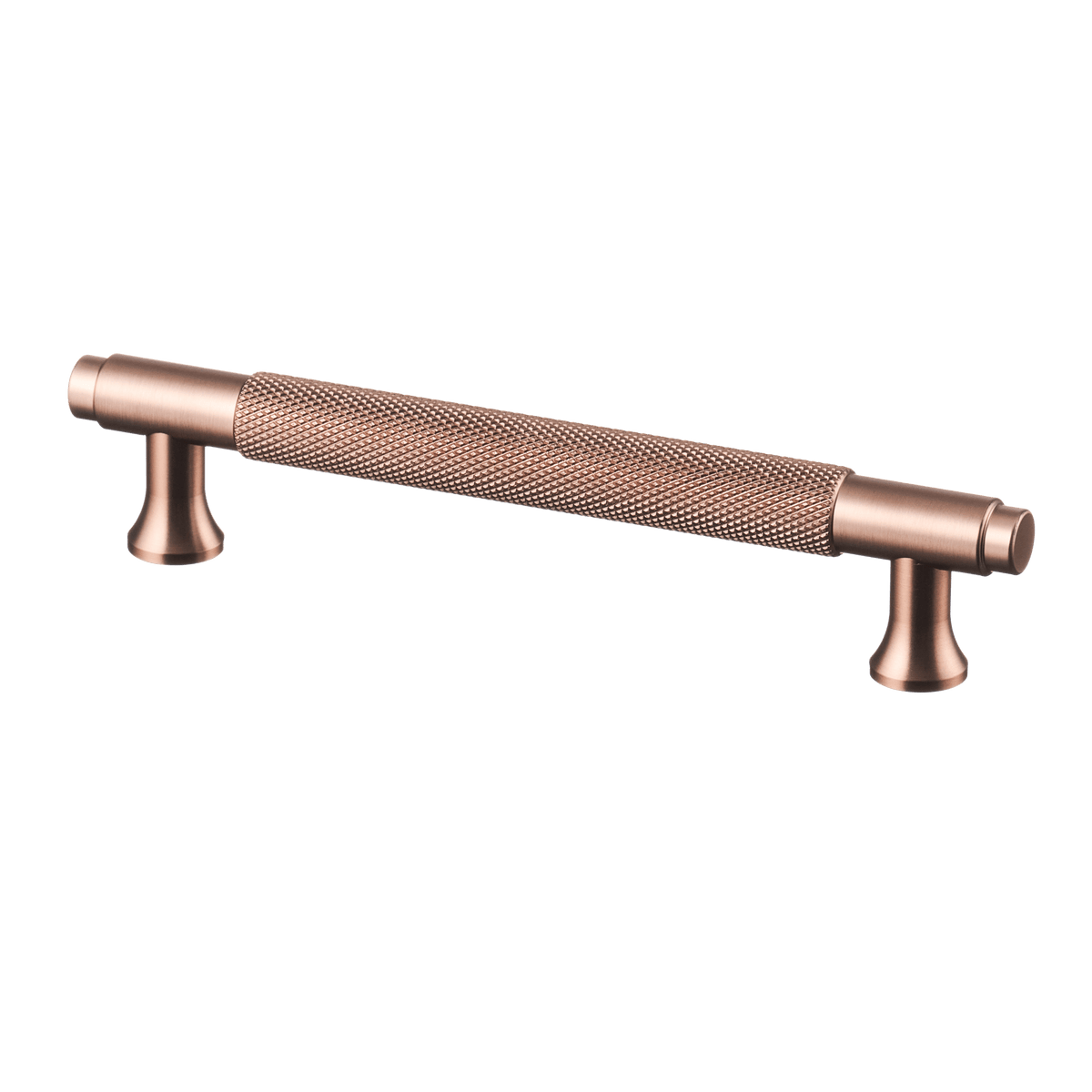 Meubelgreep in koper met diamond cut structuur, hartafstand 128 mm, lengte 164 mm