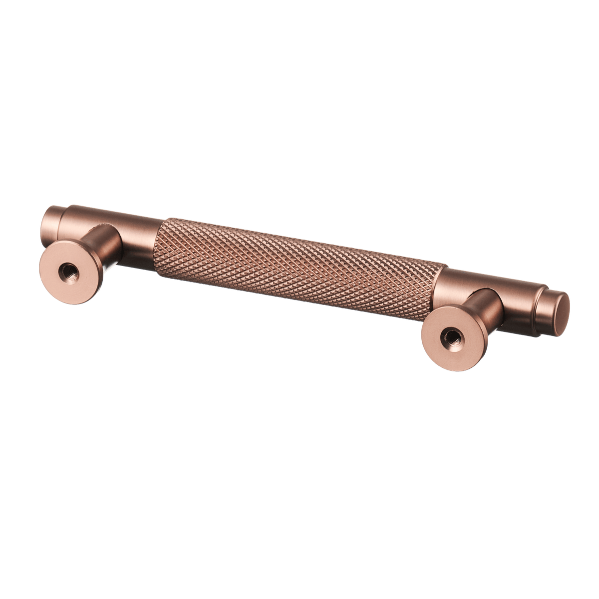 Meubelgreep in koper met diamond cut structuur, hartafstand 96 mm, lengte 130 mm
