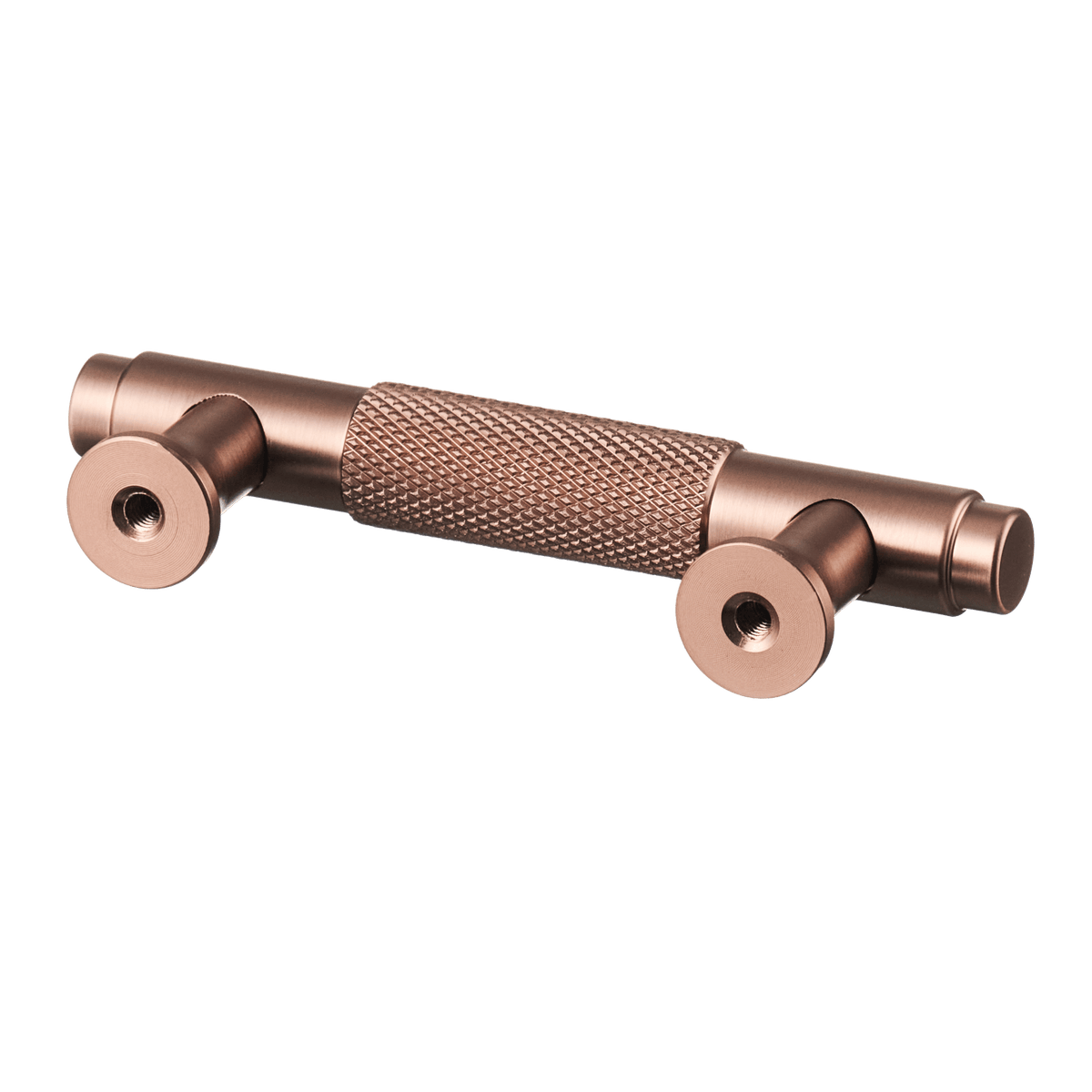 Meubelgreep in koper met diamond cut structuur, hartafstand 64 mm, lengte 98 mm