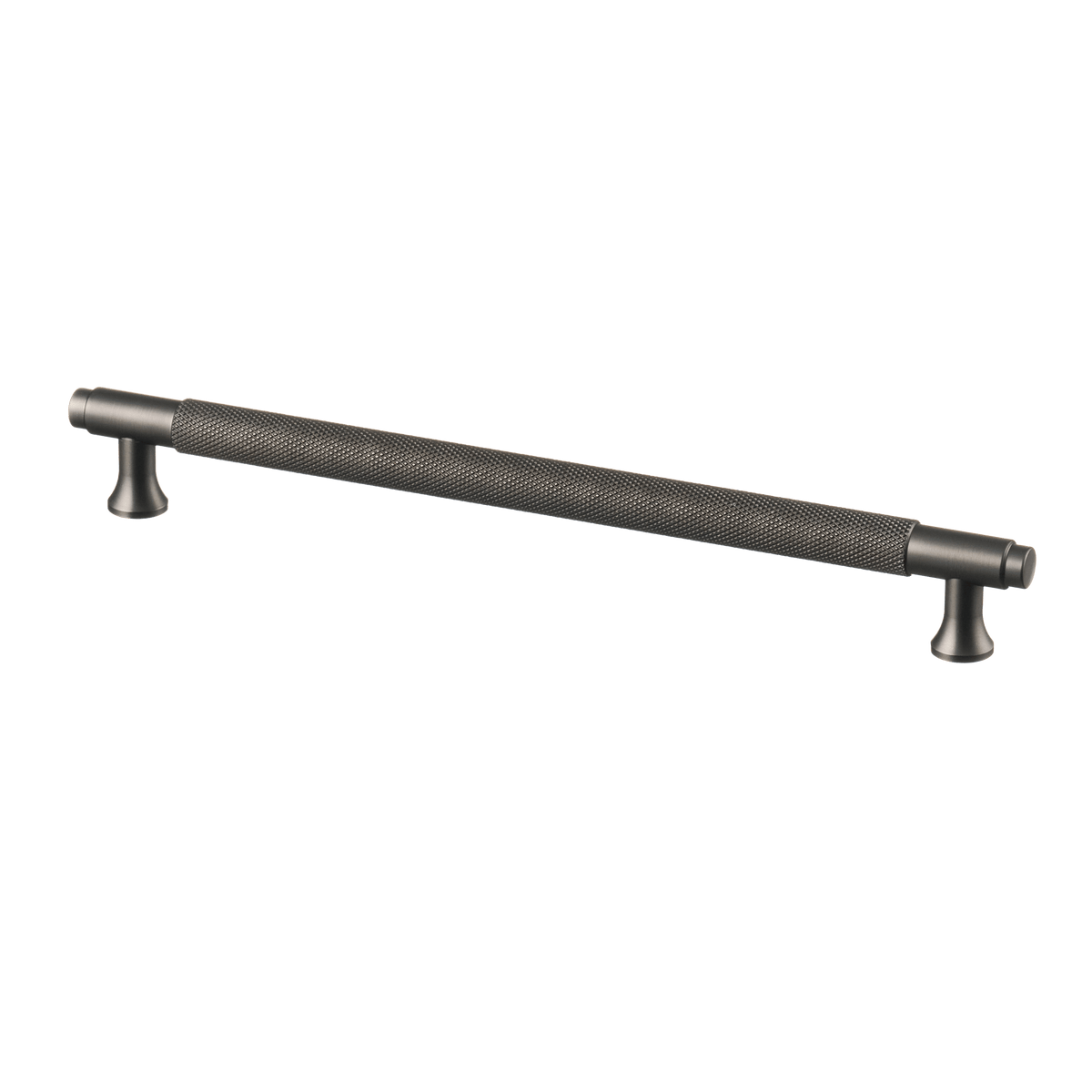 Meubelgreep in gun metal met diamond cut structuur, hartafstand 224 mm, lengte 256 mm