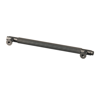 Meubelgreep in gun metal met diamond cut structuur, hartafstand 192 mm, lengte 224 mm