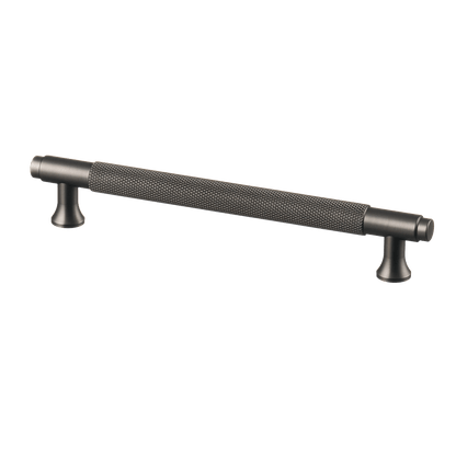 Meubelgreep in gun metal met diamond cut structuur, hartafstand 160 mm, lengte 194 mm