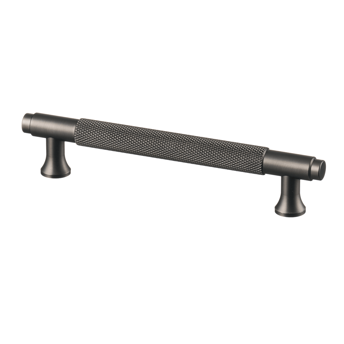 Meubelgreep in gun metal met diamond cut structuur, hartafstand 128 mm, lengte 164 mm