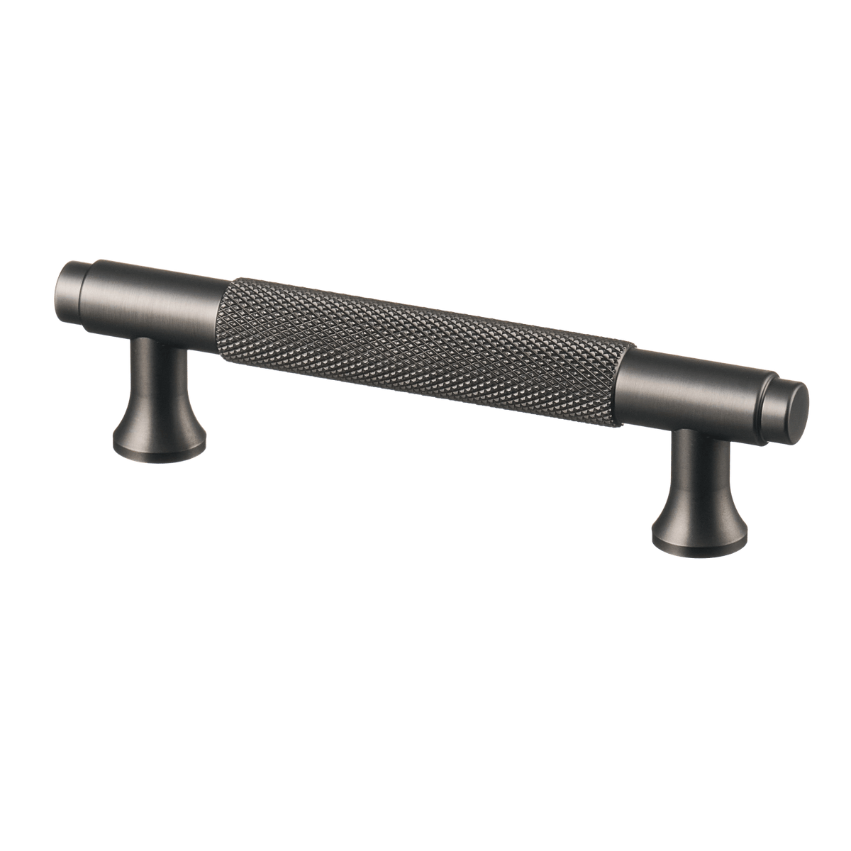 Meubelgreep in gun metal met diamond cut structuur, hartafstand 96 mm, lengte 130 mm