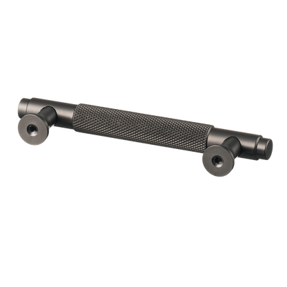 Meubelgreep in gun metal met diamond cut structuur, hartafstand 96 mm, lengte 130 mm