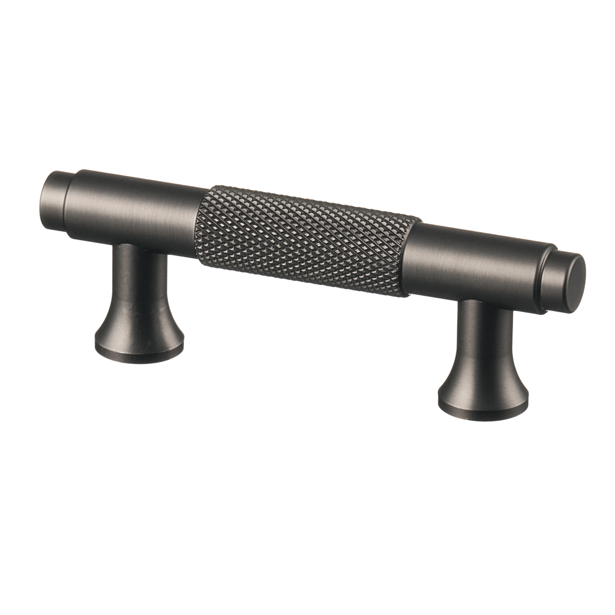 Meubelgreep in gun metal met diamond cut structuur, hartafstand 64 mm, lengte 98 mm