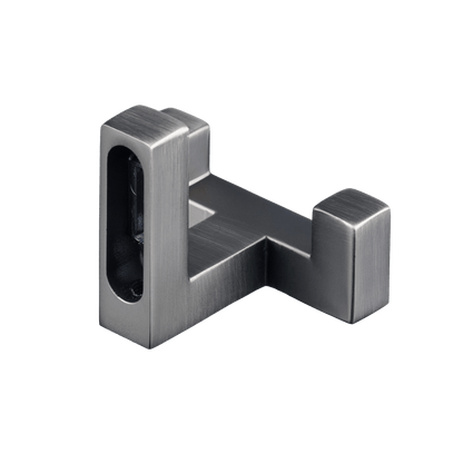 Achterzijde van dubbele handdoekhaak in gun metal