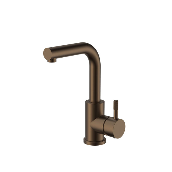 Stria Grifo Mezclador de Cocina para Fregadero | Caño Recto | Mando Giratorio | PVD Bronce Marrón