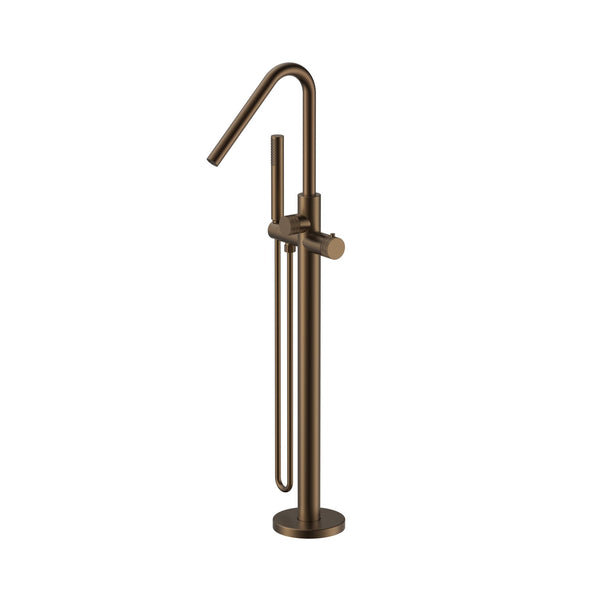 Stria Badmengkraan Vrijstaand + Handdouche + Doucheslang | Thermostatisch | Bruin Brons PVD