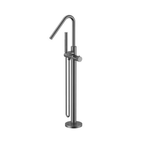Grifo mezclador de baño exento Stria + teleducha + flexo | Termostático | Gunmetal PVD
