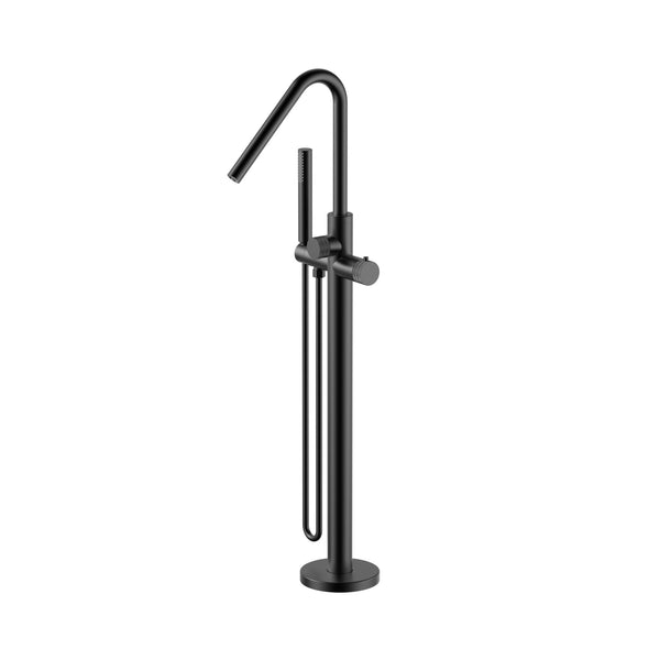 Grifo mezclador de baño Stria exento + ducha de mano + flexo de ducha | Termostático | Negro mate PVD