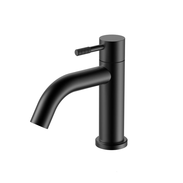 Stria Koudwaterkraan | Hendel met ribbelstructuur | Mat Zwart PVD