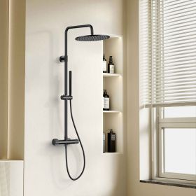 Stria Regendoucheset Ø30cm | Thermostatisch | Opbouw | Mat Zwart PVD - WDtegels