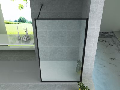 Aloni Inloopdouche | 140X200cm | Mat Zwart | Helder Glas - WDtegels