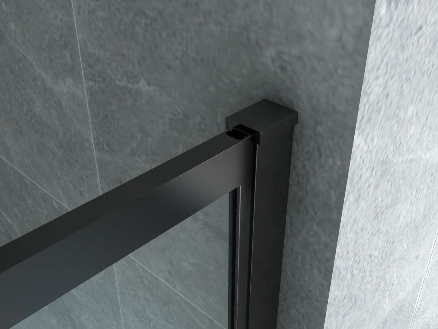 Aloni Inloopdouche | 100X200cm | Mat Zwart | Helder Glas - WDtegels