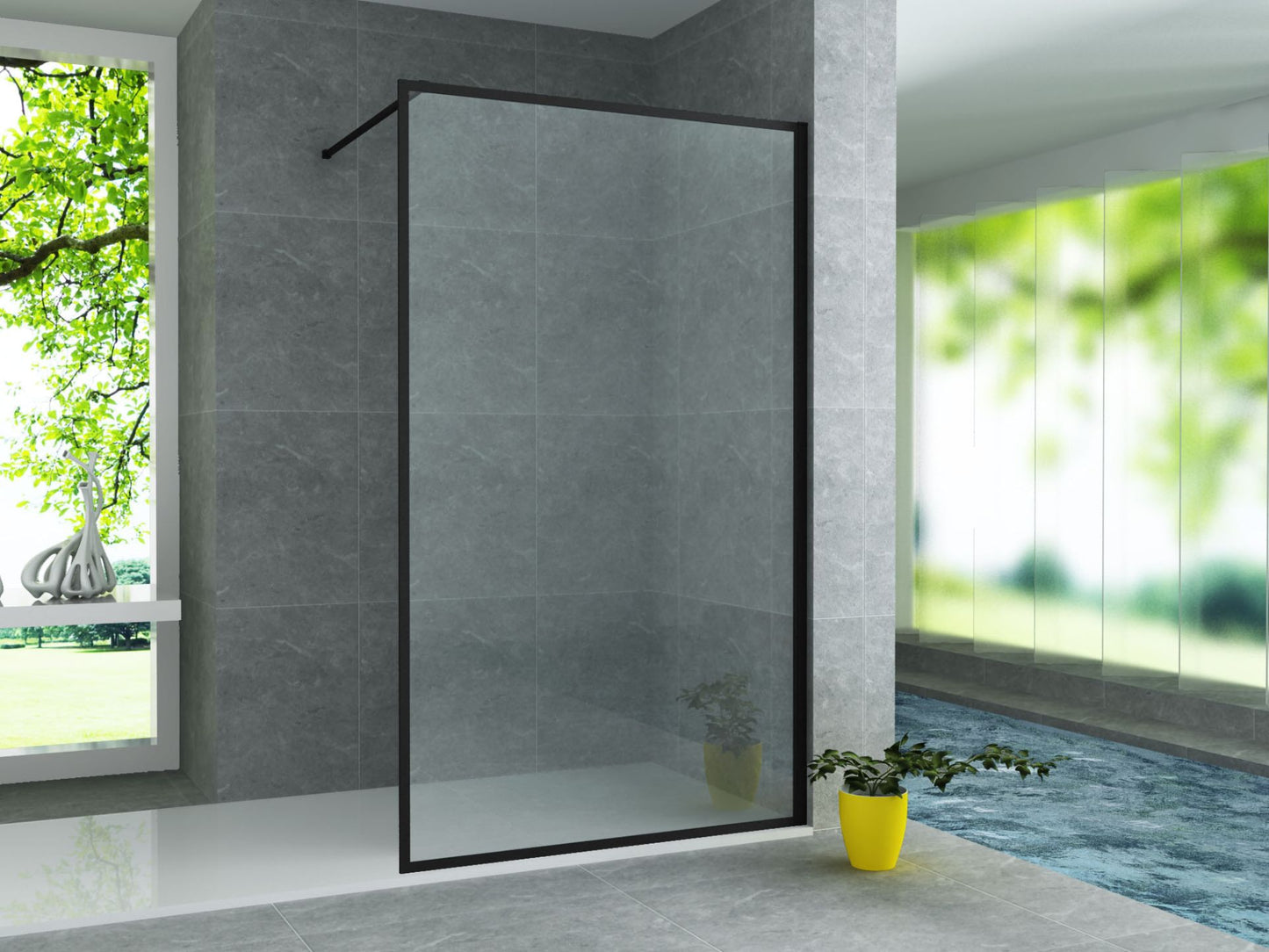 Aloni Inloopdouche | 140X200cm | Mat Zwart | Helder Glas - WDtegels