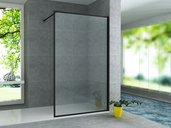 Aloni Inloopdouche | 140X200cm | Mat Zwart | Helder Glas