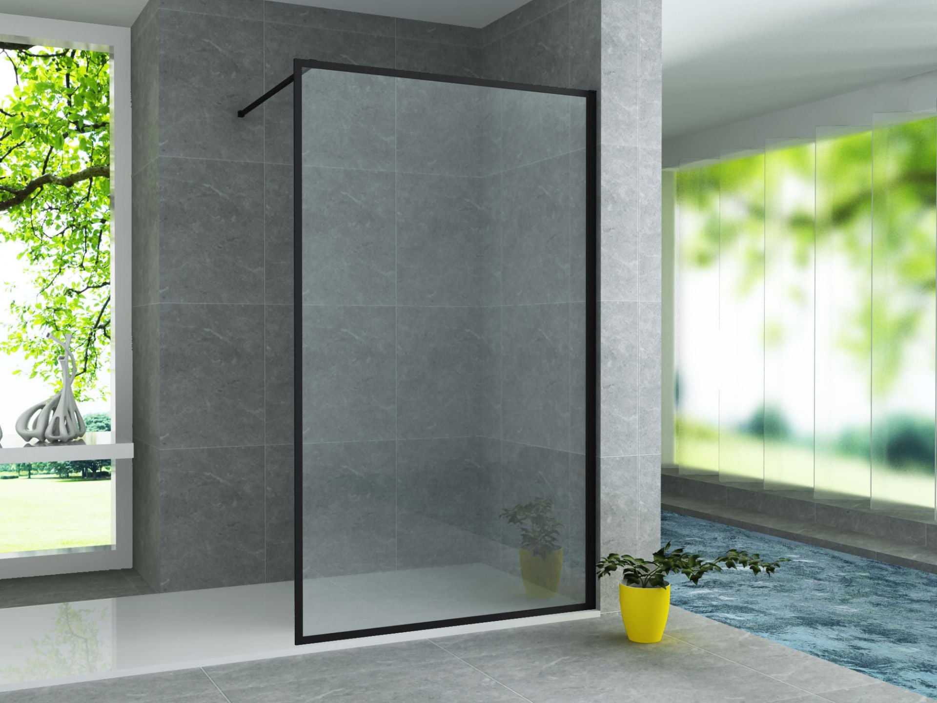 Aloni Inloopdouche | 120X200cm | Mat Zwart | Helder Glas - WDtegels
