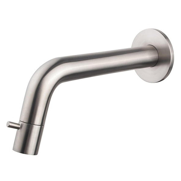 Grifo de fuente Sophia, acortable, con montaje en pared de 1/2" de acero cepillado