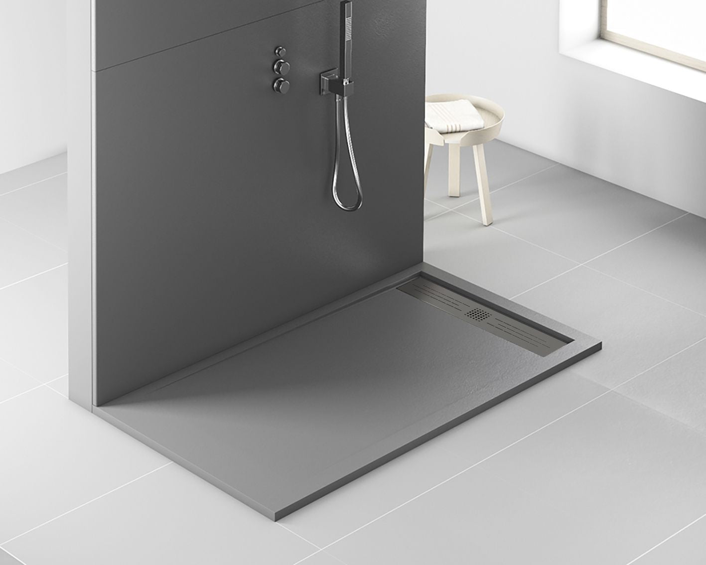 Aloni Elite Douchebak | 120x90x3cm | Composiet | Mat Grijs - WDtegels