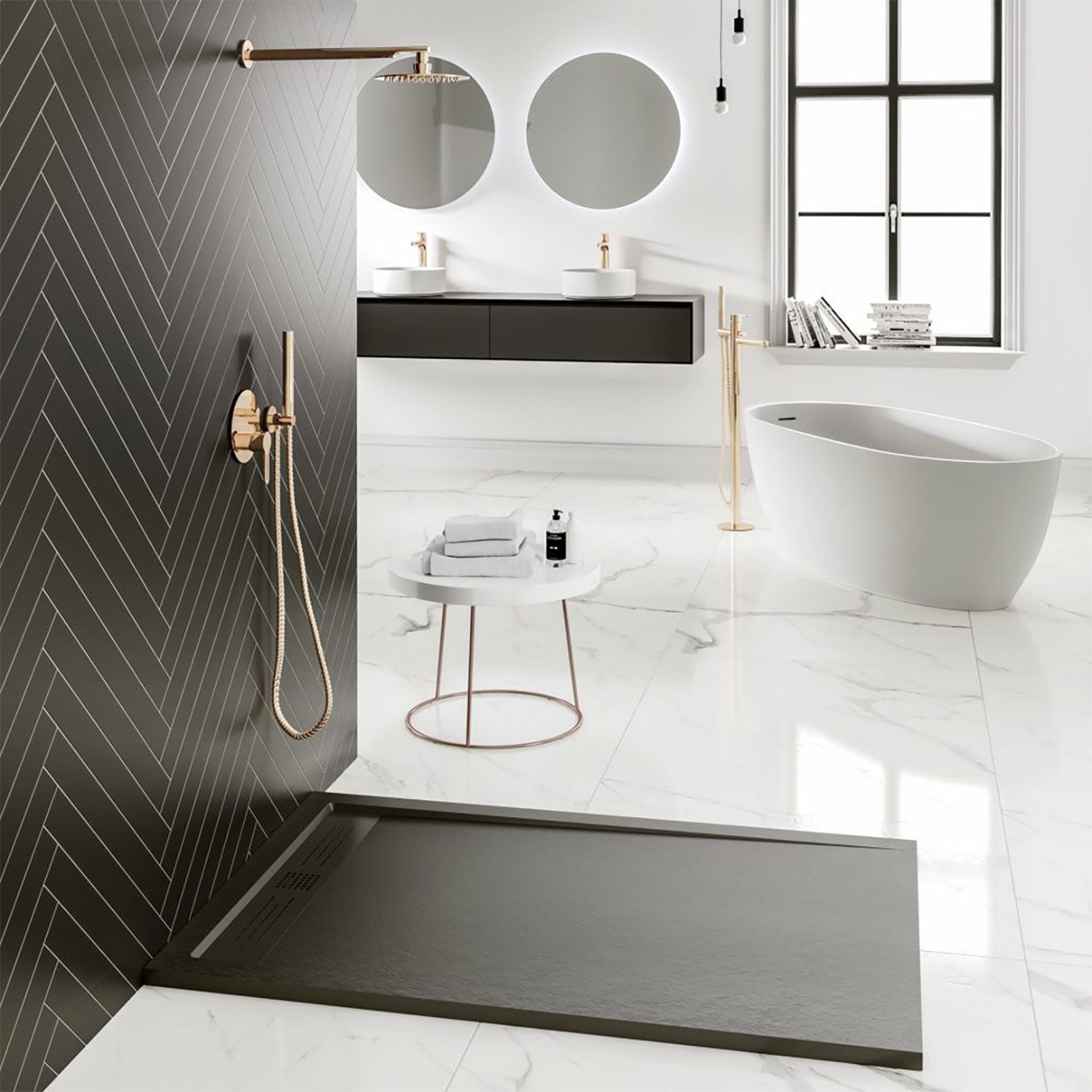 Aloni Elite Douchebak | 120x90x3cm | Composiet | Mat Zwart - WDtegels