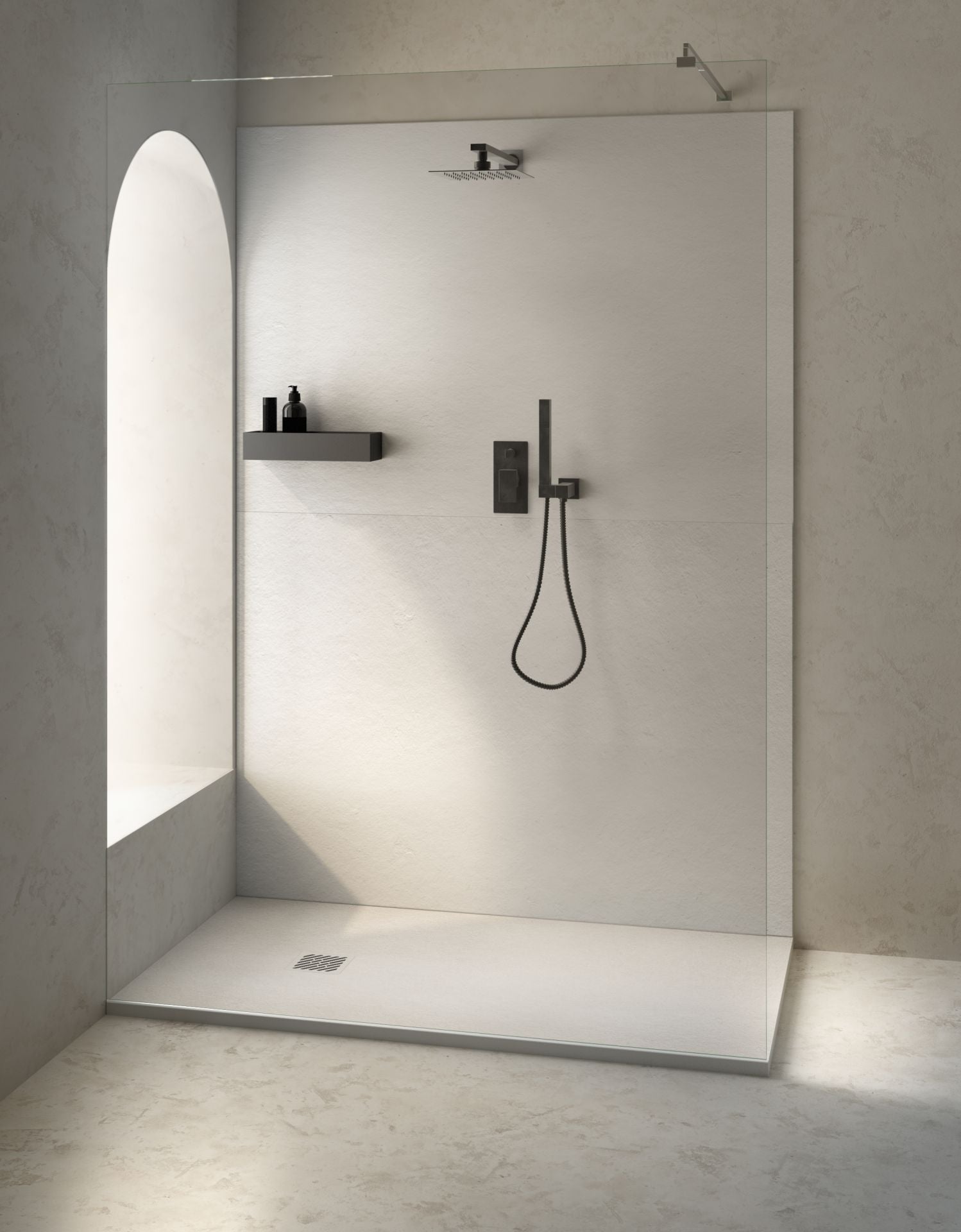 Aloni Madison Douchebak | 100x100x3cm | Composiet | Mat Wit - WDtegels