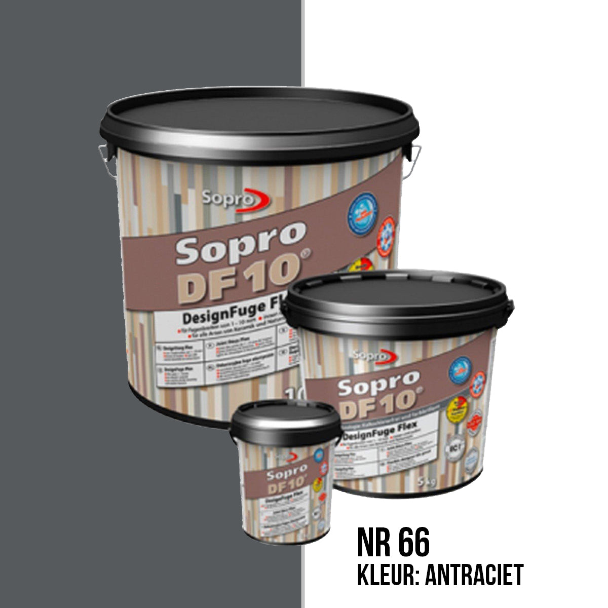 Voegmortel Sopro DF 10 Flexibel antraciet nr. 66 1kg - WDtegels