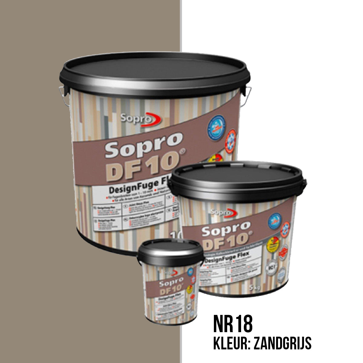 Voegmortel Sopro DF 10 Flexibel zandgrijs nr. 18 5kg - WDtegels