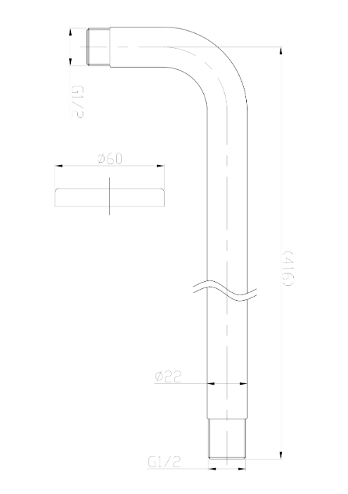 Wiesbaden 304-gebogen douchearm rond muurbevestiging | 40cm | RVS - WDtegels