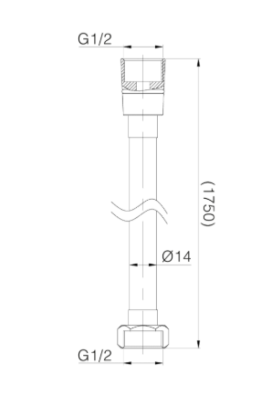 Wiesbaden chroom doucheslang | 175cm