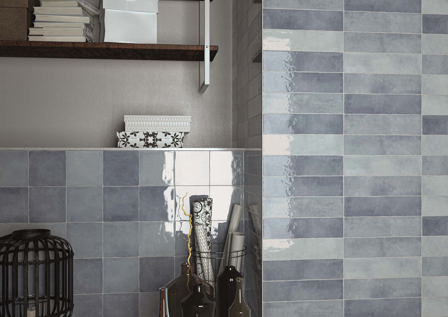 Moos Sky glans handvorm 13x13 - WDtegels